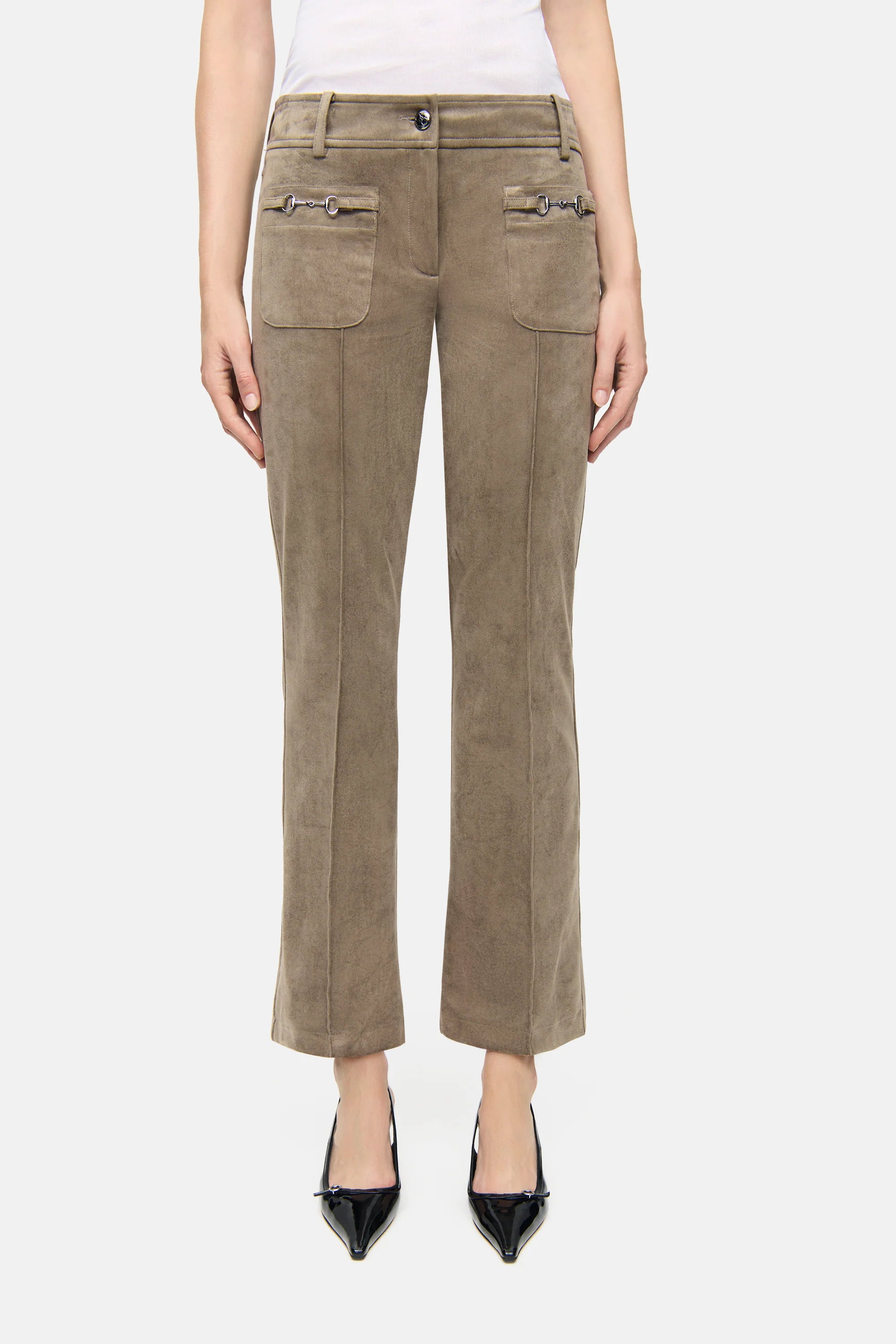 Hose "FARAH" veganem Veloursleder