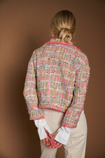 Laden Sie das Bild in den Galerie-Viewer, Karo Tweedjacke mit Neon-Borten
