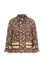 Laden Sie das Bild in den Galerie-Viewer, Tweedjacke mit aufgesetzten Taschen und Fransen
