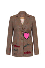 Laden Sie das Bild in den Galerie-Viewer, Bestickter Blazer aus Wollglencheck

