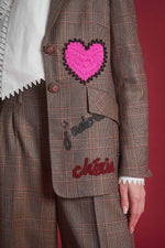 Laden Sie das Bild in den Galerie-Viewer, Bestickter Blazer aus Wollglencheck

