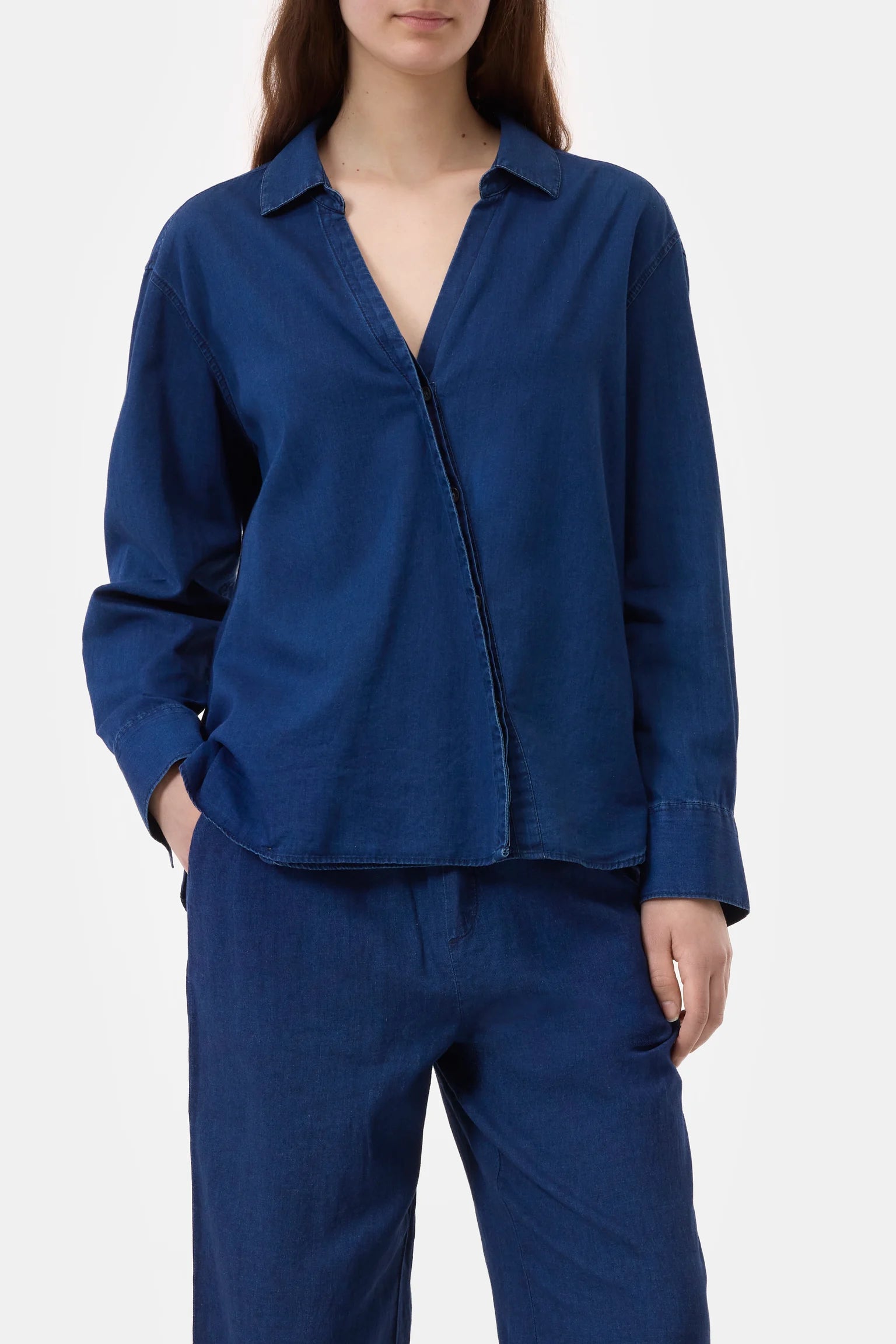 Jeansbluse aus reiner Baumwolle