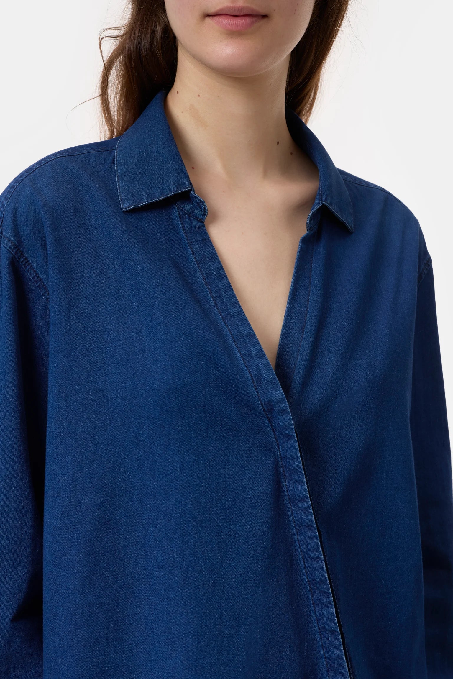 Jeansbluse aus reiner Baumwolle