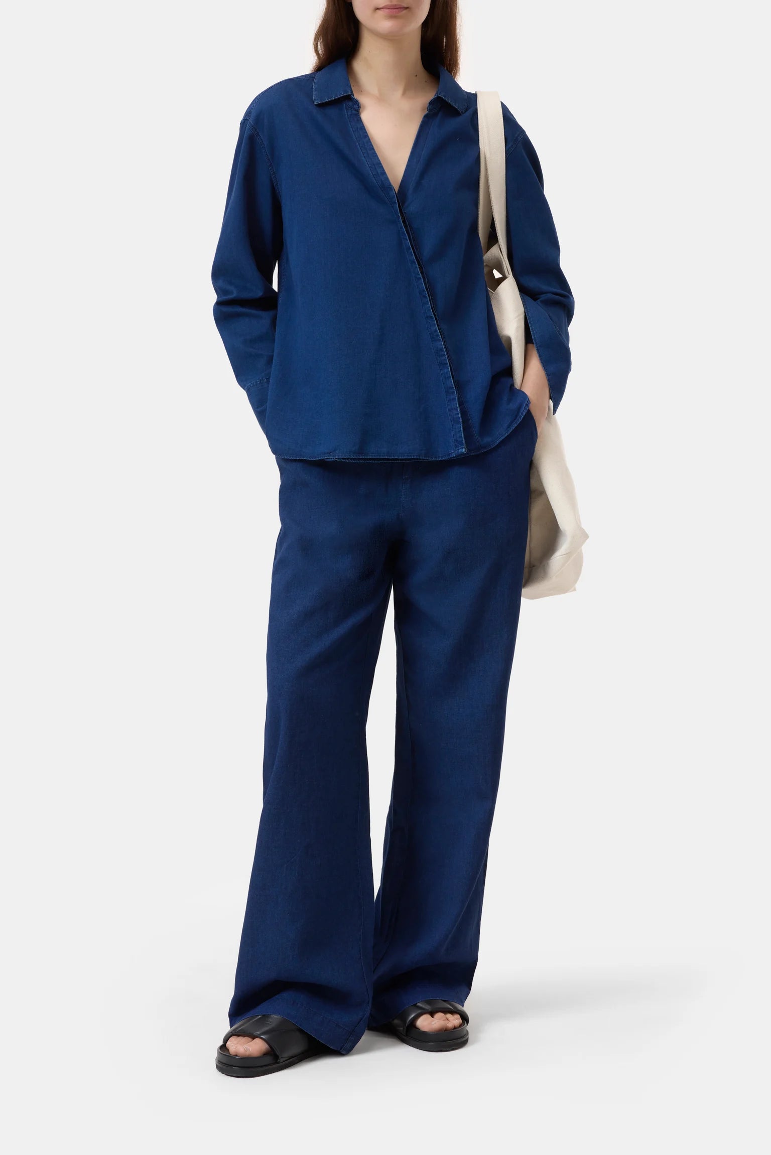 Jeansbluse aus reiner Baumwolle