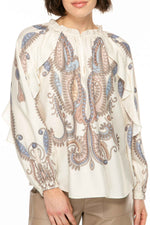 Laden Sie das Bild in den Galerie-Viewer, Bluse "CRYSTAL PAISLEY" mit Rüschen
